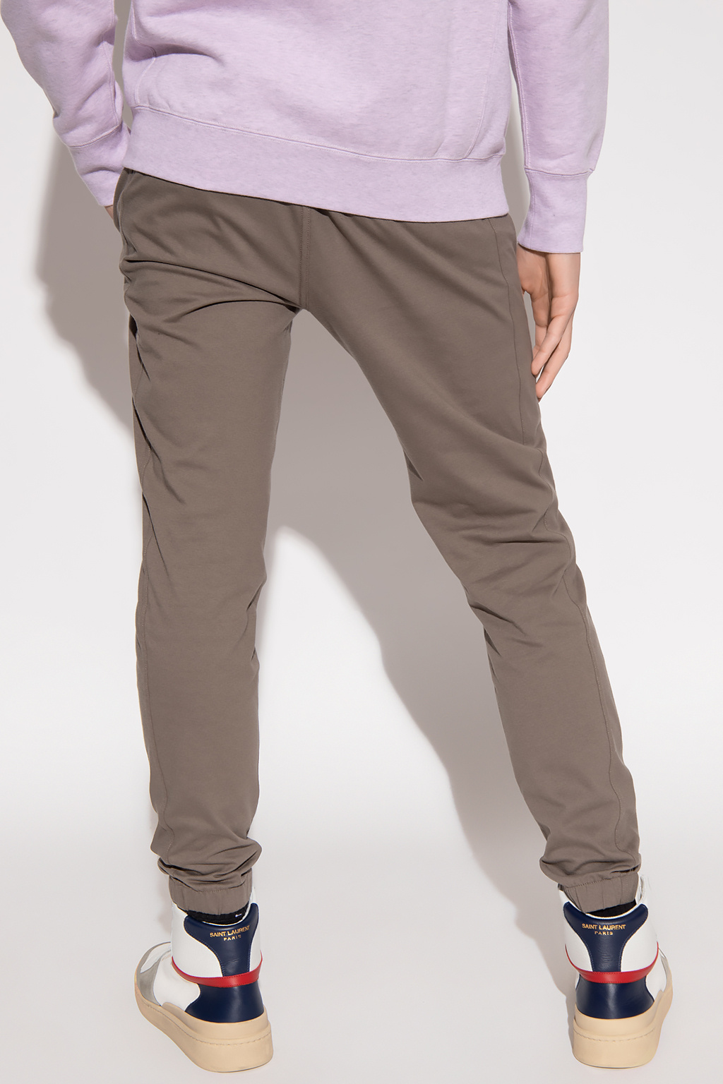 【送料&関税込】Saint Laurent Beige Cotton Pants YSL T-Shirt – 90s Vintage Beige Logo Tee Streetwear Archive